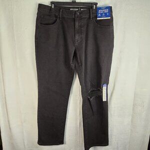 NWT Arizona Jean Co Mens Advance Flex 360 Straight Black Busted Knee 36 X 30